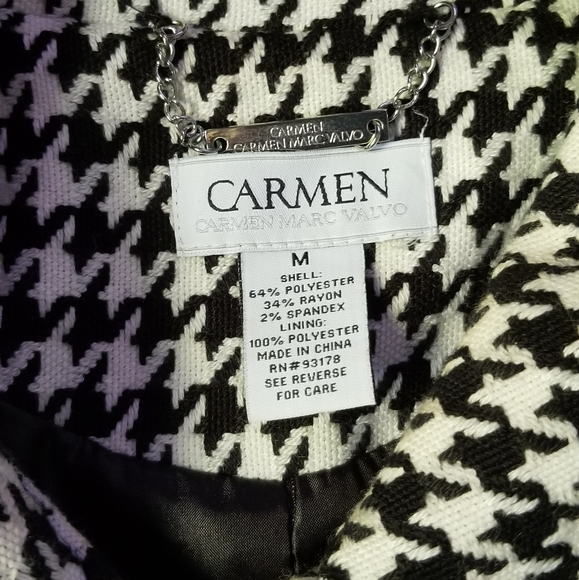 Carmen Marc Valvo Houndstooth Coat - Picture 5 of 16